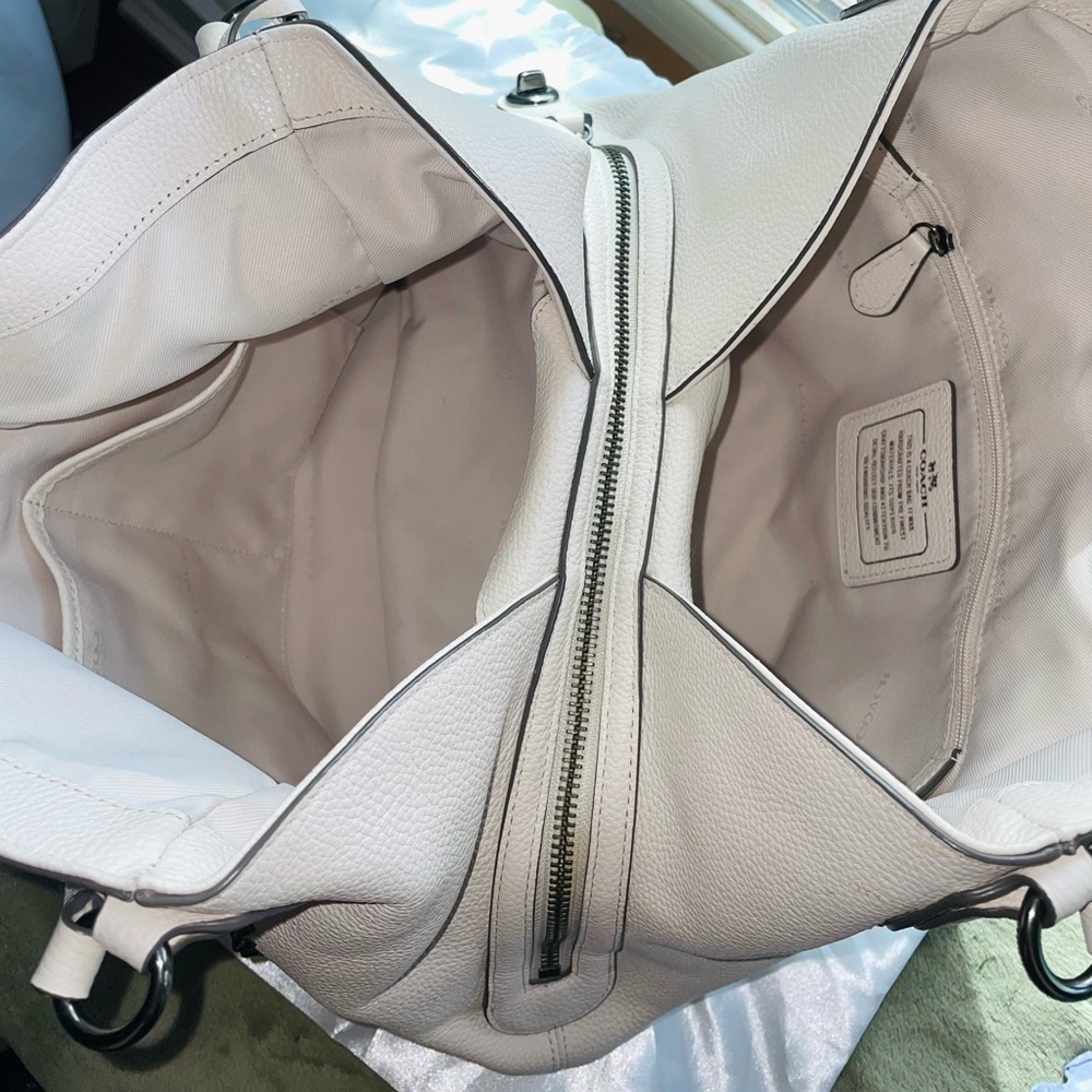 Coach Edie 31 Bandana Rivets Shoulder Bag Chalk White Pebble Leather - Picture 7 of 14